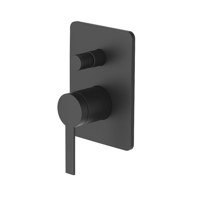 Greens Matte Black Penny Shower / Bath Mixer With Diverter - Matte Black