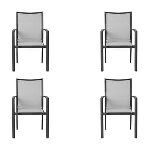 Oro 4pc Set Aluminium Outdoor Dining Chair Charcoal