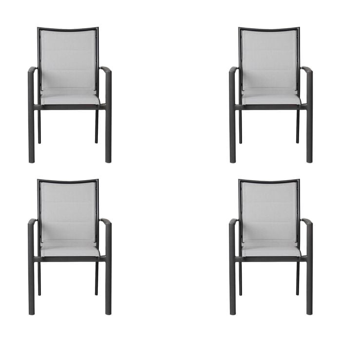 Oro 4pc Set Aluminium Outdoor Dining Chair Charcoal