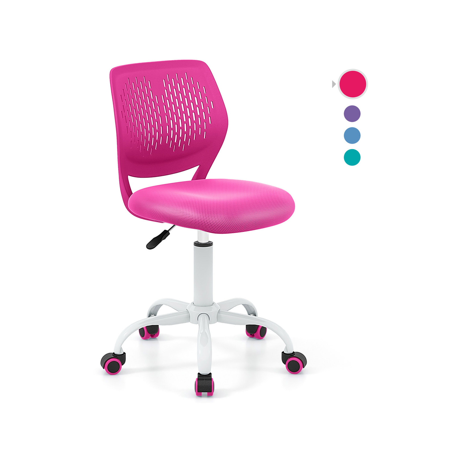 Costway Swivel Office Chair Adjustable Height Armless Desk Chair Pink Bunnings Australia