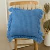 CottonMore Soft Acrylic Knitted Waffle Cushion Cover 45x45cm Blue