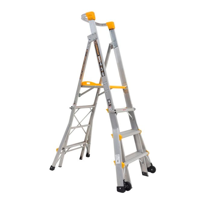Gorilla 1.2-1.8m Heavy Duty Adjustable Aluminium Platform Ladder PL0406-HD