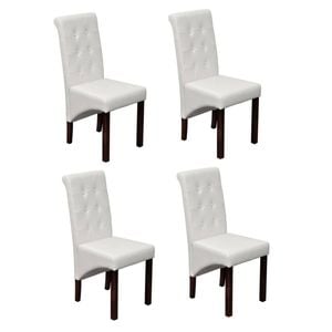vidaXL 4x Dining Chairs White PU Artificial Kitchen Furniture
