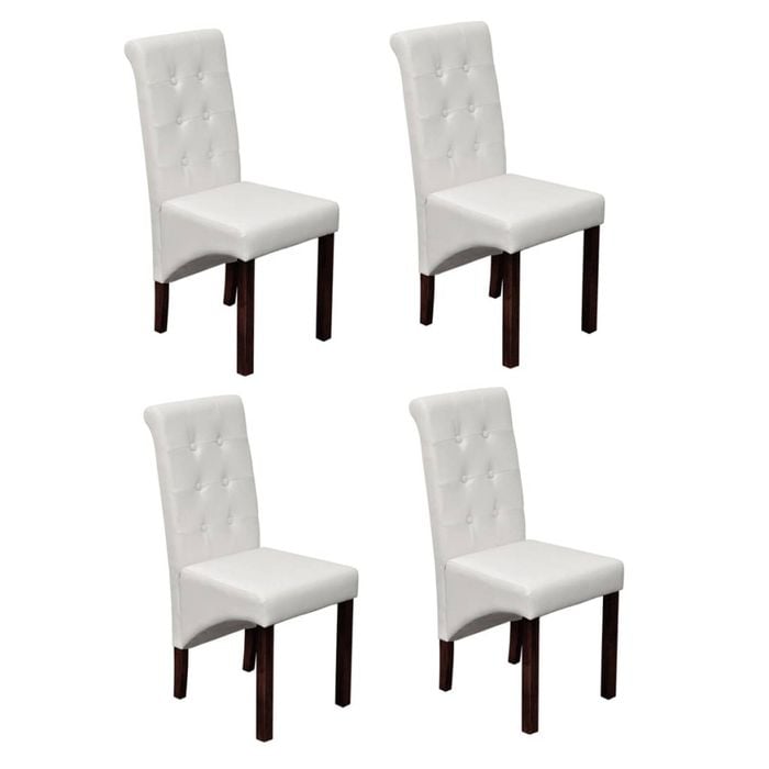 vidaXL 4x Dining Chairs White PU Artificial Kitchen Furniture