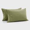 Dreamaker Bonnie Washed Cotton Standard Pillowcase Twin Pack Olive 48x73cm