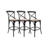 Aster 3pc Crossback Bar Stools Dining Chair Solid Birch Timber Rattan Seat Black