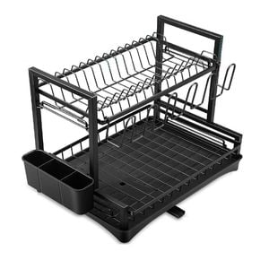 CARLA HOME Dish Drying Rack 2-Tier Kitchen Drainer with Drainboard