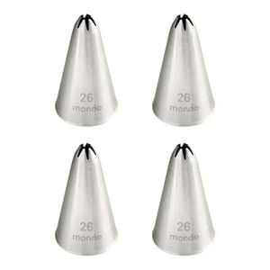 4PK Mondo Stainless Steel #26 Closed Star Piping Tip - Silver