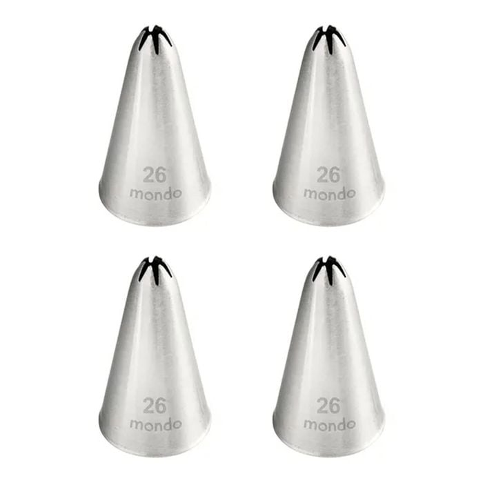 4PK Mondo Stainless Steel #26 Closed Star Piping Tip - Silver