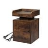 Levede 40x35x58cm Side Table with LED Light 1 Door Oak Colour