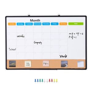 Vevor 91.44 X 60.96 Cm Monthly Calendar Whiteboard Cork Combo Black With Aluminum Frame
