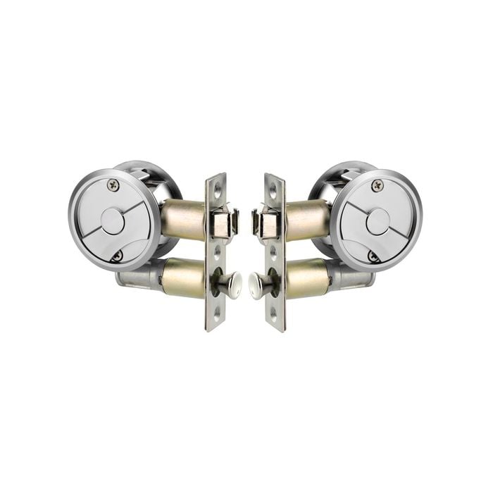 Lockwood Satin Chrome Pearl Symmetry Round Passage Latch Cavity Sliding Door Set