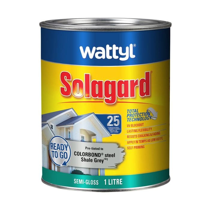 Wattyl 1L Shale Grey Semi-Gloss Pre-tinted Solagard Exterior Paint