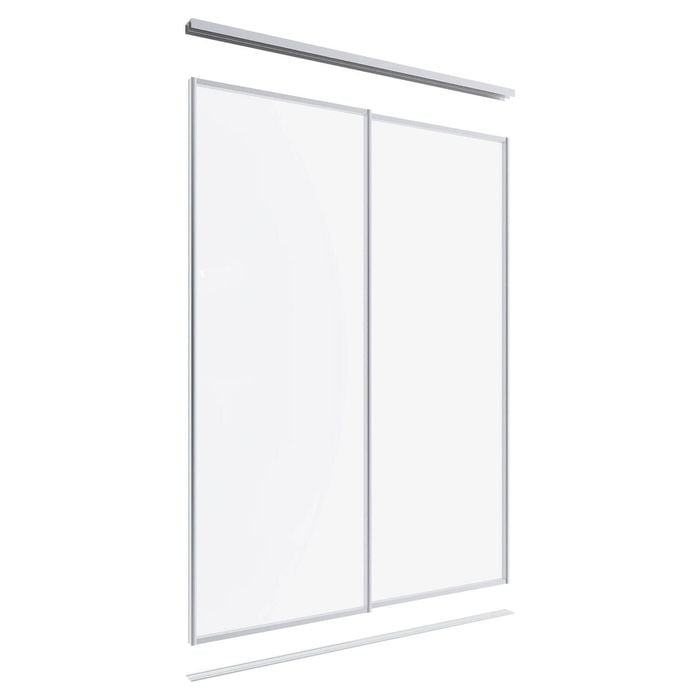 Lugna 2400 x 1201-1800mm Clear Anodised Optiglass Panels Wardrobe Double Sliding Doors