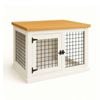 Paws and Willow Single Arctic White with Espresso Top Wooden Dog Crate Hinged Door with Mesh