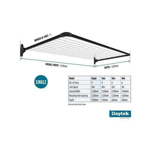 Daytek wall mounted clothesline hotsell