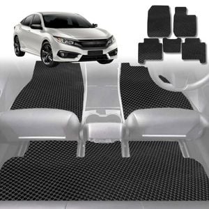 6D Diamond Car Floor Mats for Honda Civic 2016-2021-Full Set-Black-Outback GT