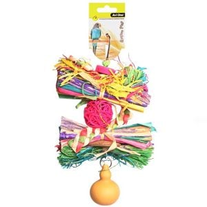 Rattan Ball With Raffia And Gourd 25cm Bird Toy (Avi One)