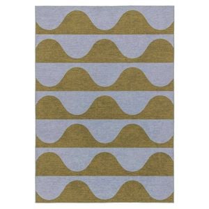 Loopsie-290cm X 200cm-wynwood Olive And Blue Wave Stripe Indoor Outdoor Washable Rug