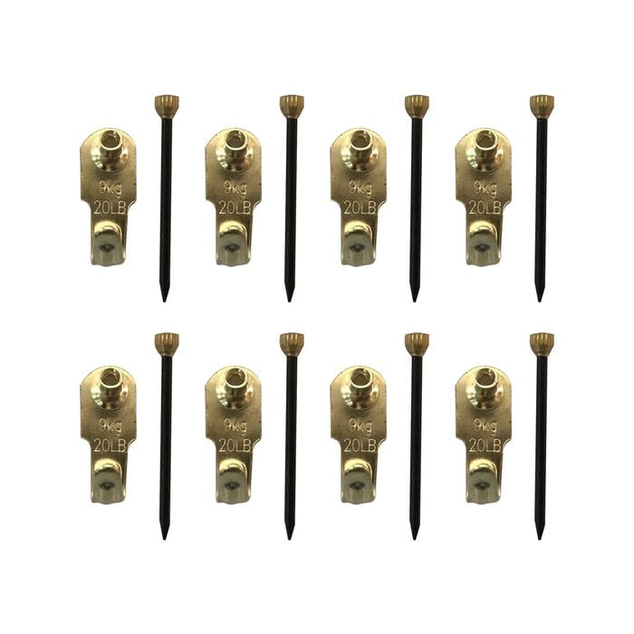 Everhang 8kg Brass Plated Picture Hanging Angle Drives - 8 Pack