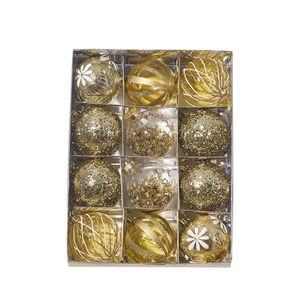 Catzon 12 Pcs 6cm Christmas Ball Ornaments with Stuffed Delicate Sparkling for Xmas Party Wedding-Gold