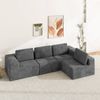 Advwin 340cm 4 Seater Sofa Convertible L Shaped Sofa Chenille Sectional Couch No Assembly Foam Modular Sofa Deep Grey