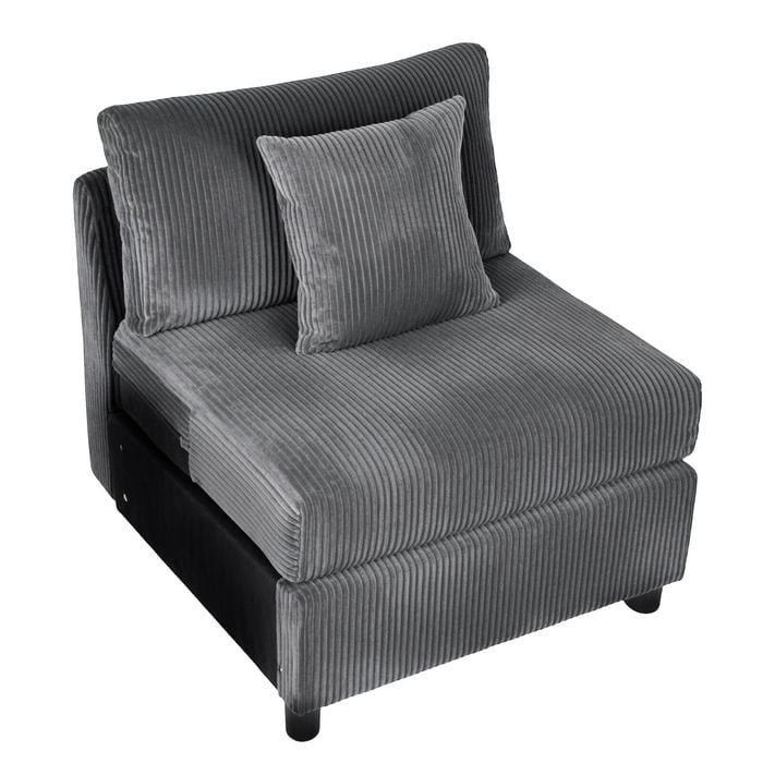 Ufurniture Armless Sofa Lazy Lounge Sofa Grey