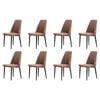 Familand Dining Chairs Set of 8 Padded Seat Kitchen Living Room Chair Linen in Brown