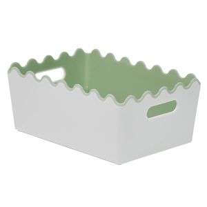Stakt 1.8L White/Sage Two Tone Scallop Storage Basket