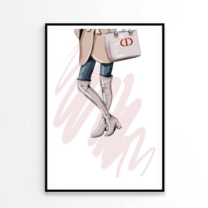 Elegant Pink Boots with Modern Handbag   Print 100% Australian Made 90 x 120cm   (Poster)