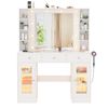 Advwin Dressing Table w/ Mirror Glass Top LED Cabinet & Charging Station White