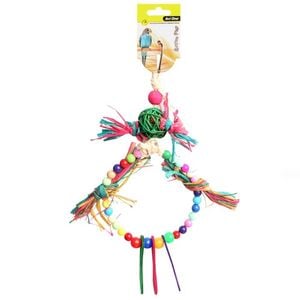 Rattan Ball With Raffia Wooden And Plastic Beads 37cm Bird Toy (Avi One)