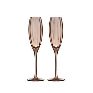 4pc Tempa Sienna Rippled Champagne Flute Drinking Glasses Set 25cm Blush Pink