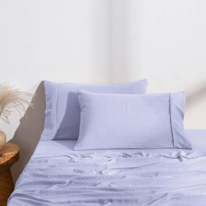 Dreamaker Superfine Washed Microfibre Standard Pillowcase Twin Pack Lilac