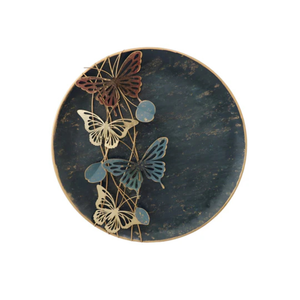 P&P Colorful Butterfly Plate Metal Wall Decor with Intricate Design and Elegant Nature-Inspired Style