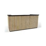 Modern Furniture KENTO 240cm Reception Desk - Timber Slat Acoustic Black & Oak