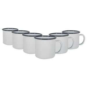 Argon Tableware 130ml Enamel Espresso Cups - Navy - Set Of 6 Metal Drinking Mugs Teacup Coffee Mug Set Hot, Cold Drinks Cups