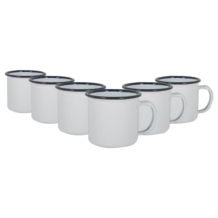 Argon Tableware 130ml Enamel Espresso Cups - Navy - Set Of 6 Metal Drinking Mugs Teacup Coffee Mug Set Hot, Cold Drinks Cups