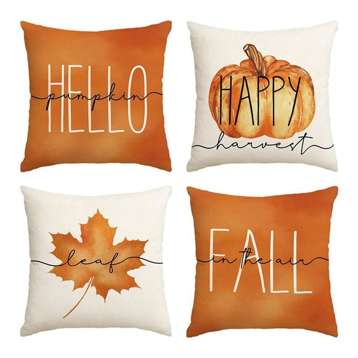 Catzon 4 Pcs Linen Throw Pillow Covers Autumn for Home