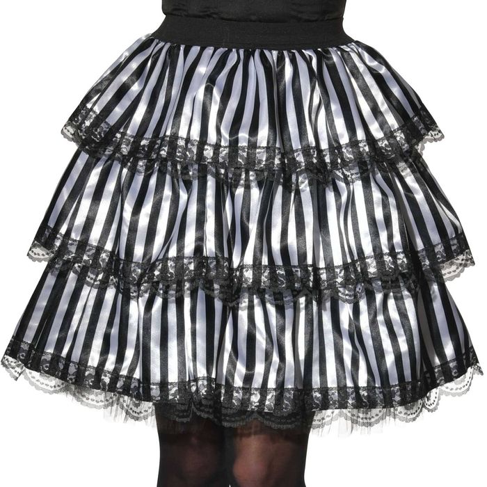 Rubie's Womens Halloween Witch Costume Striped Satin Skirt Black White