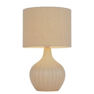 Telbix Nord Modern Table Desk Lamp Light Fabric Ceramic Cream Gloss
