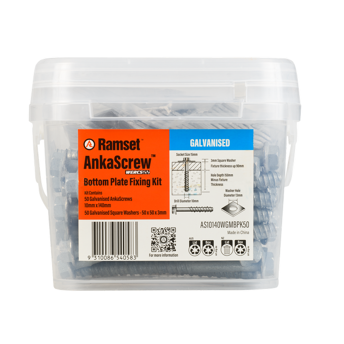 Ramset AnkaScrew Bottom Plate Fixing Kit 10mm x 140mm - 50 Pack