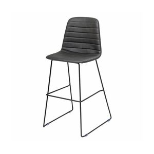 Olg Sofia Kitchen Stool Black Sled Base Black Vinyl Upholstered Seat