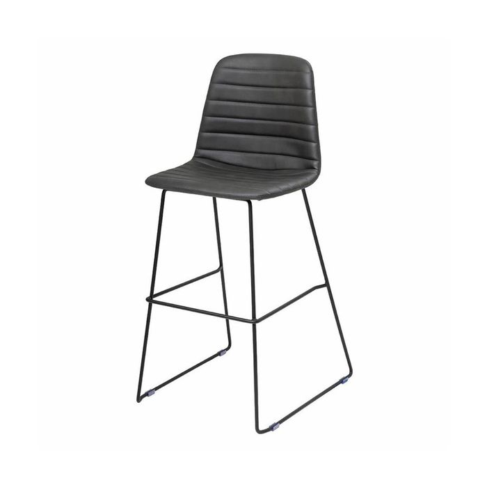 Olg Sofia Kitchen Stool Black Sled Base Black Vinyl Upholstered Seat
