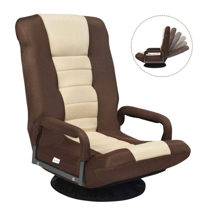 Costway Folding Gaming Chair Swivel Lounge Sofa Brown