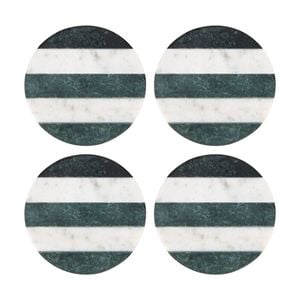 4pk Maxwell & Williams Coaster Collective Round Marble Coaster 10cm Green Stripe