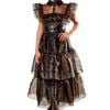 Raven Wednesday Addams Deluxe Girls Prom Dress Costume - 6-8