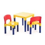 GEM Toys Kids Table & 2 Chairs Plastic Set (Blue, Red & Yellow)