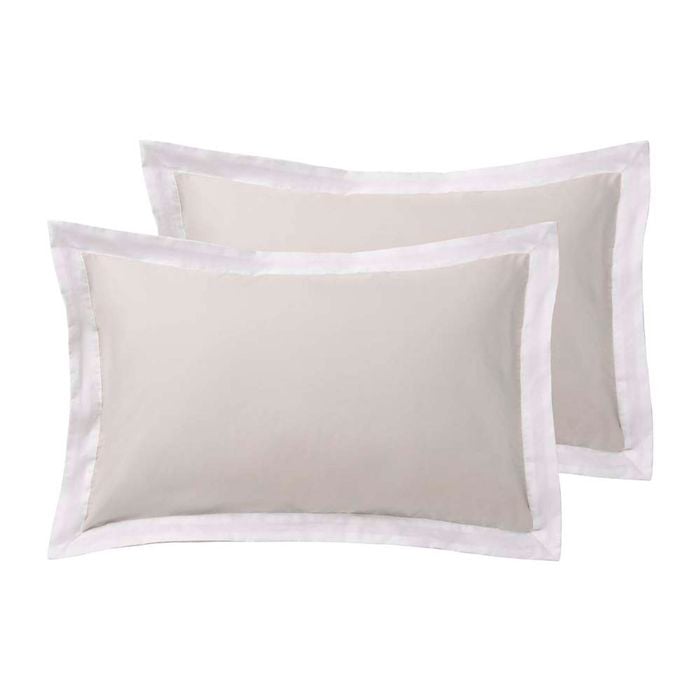 Accessorize Bedroom Collection Accessorize Hotel White/Natural Tailored Deluxe Cotton  Pillowcase Pair