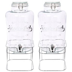Rink Drink Glass Drinks Dispensers with Tap & Chrome Stand - 8.7L - Pack of 2